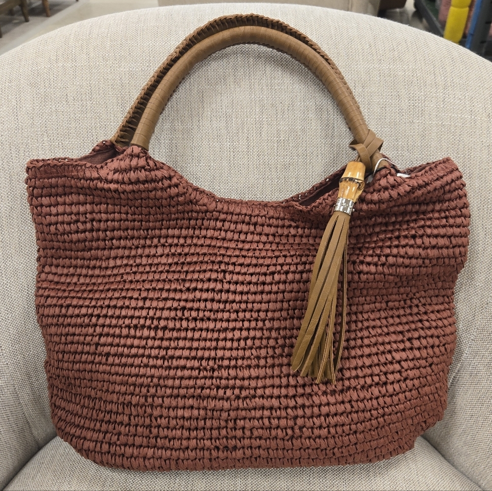 NEW Tommy Bahama Woven Straw Tote Shoulder Handbag